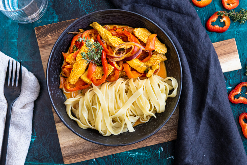 Putengeschnetzeltes mit Paprika-Gemüse